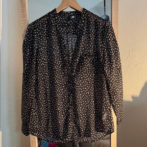 Kut from the Kloth Black and White Dotted Blouse